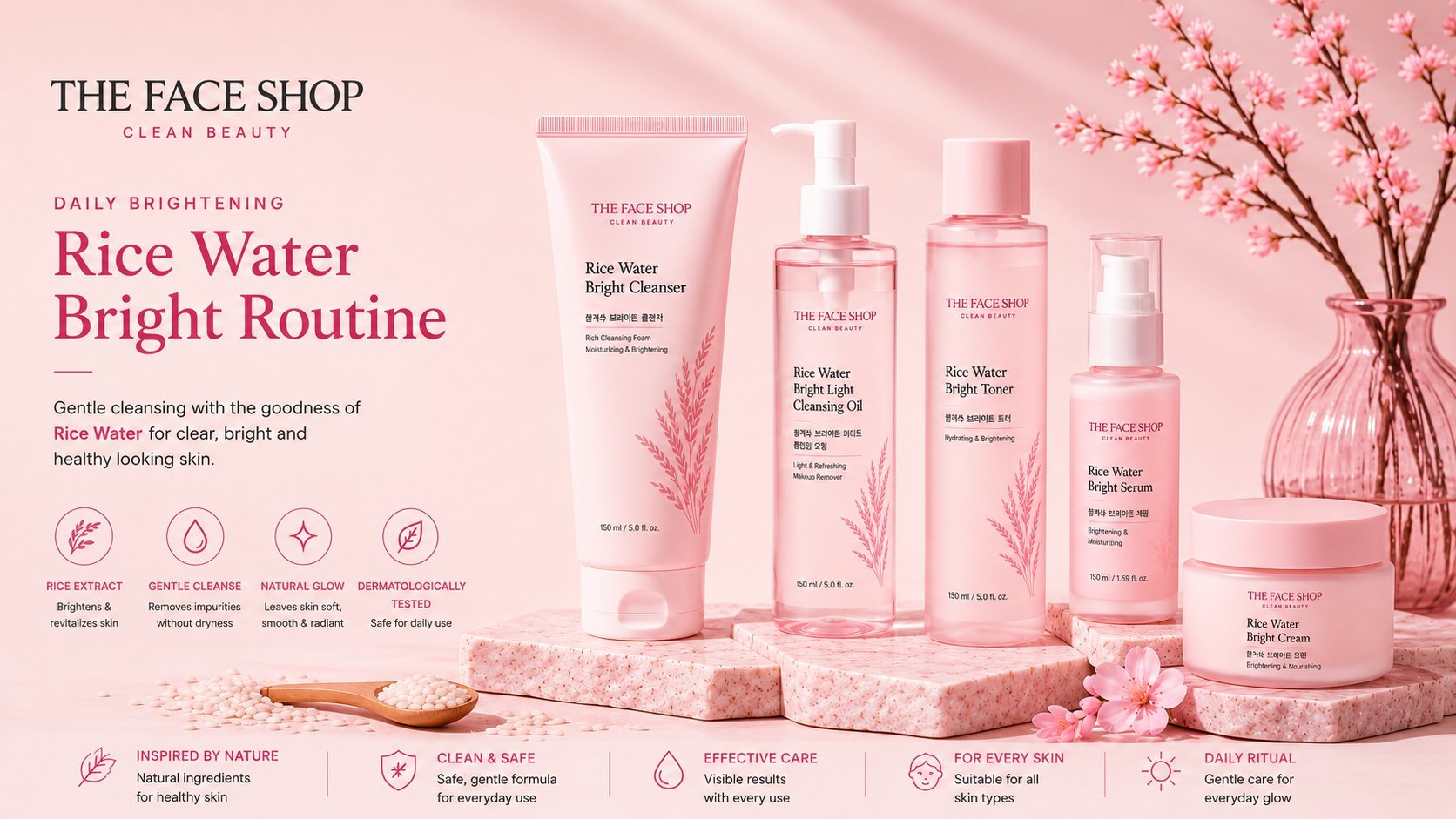 The Face Shop — Daily Brightening Rice Water Routine